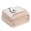 Sealy Electric Blanket Full Size 80"*84", Super Cozy Flannel to Sherpa Reversible Heated Blanket Full Size with 10 Heating Levels & 1-12 Hours Auto Off Overheating Protection Machine Washable, Beige