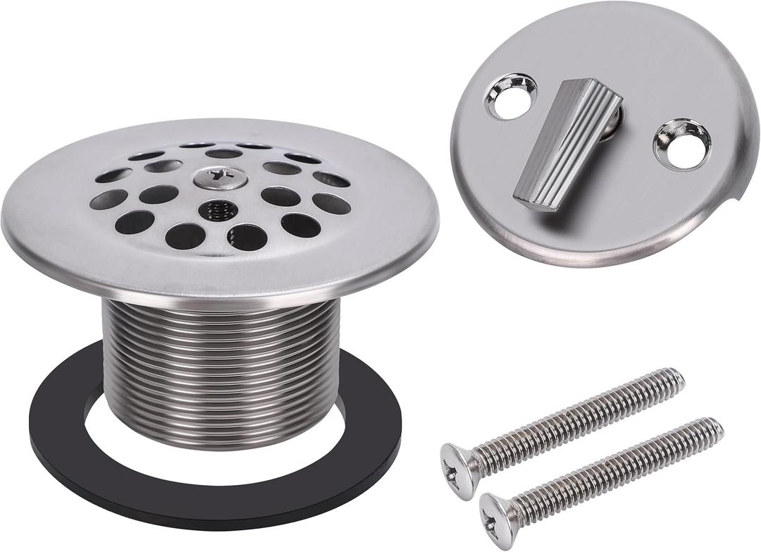Trip Lever Overflow Faceplate Tub Drain Trim Kit without Linkage Conversion Kit Assembly Universal Fine Coarse Thread Replacement Brushed Nickel