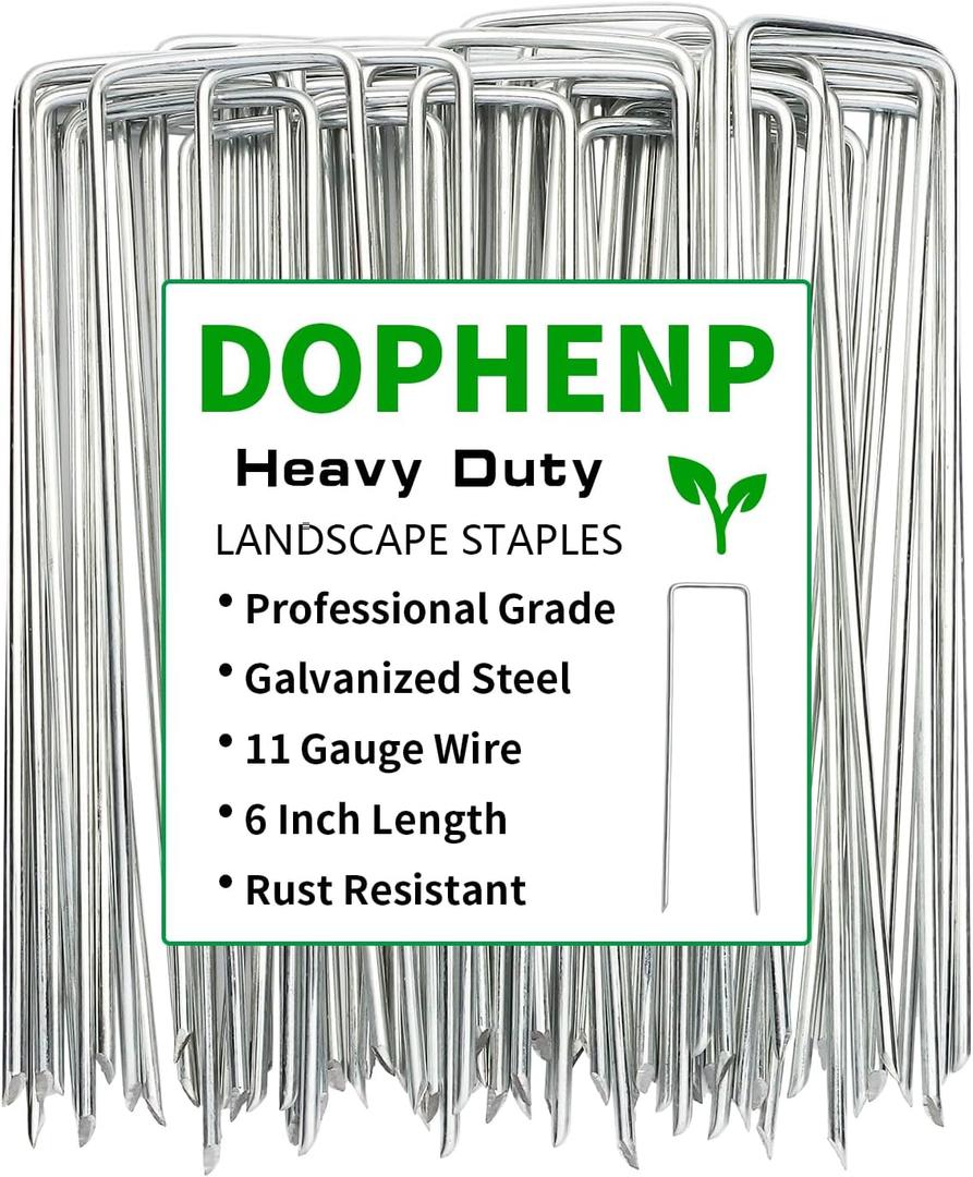 100 Pack 6 Inch 11 Gauge Galvanized Landscape Staples,Stakes for Outdoor Decorations, Anti-Rust Staples for Weed Barrier Fabric, U-Shaped Tent Stakes Artificial Turf and Landscape Fabrics