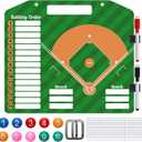 1+44PCS Baseball Coaching Board for Dugout, Dry Erase Lineup Board Softball Clipboard for Coach/ 30 Name Strip/ 10 Number Blocks/ 2 Marker/ 2 Buckle (Green)