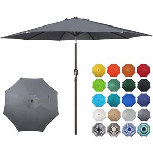 Blissun 10FT Outdoor Patio Umbrella, Outdoor Table Umbrella, Yard Umbrella, Market Umbrella with 8 Sturdy Ribs, Push Button Tilt and Crank