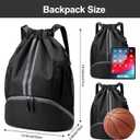 Hoedia Sports Drawstring Backpack - String Swim Gym Bag with Shoes Compartment and Wet Proof Pocket for Women&Men