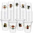 Eaasty 100 Pcs 12 oz Vintage Halloween Disposable Plastic Cups Retro Witch Cat Pumpkin Ghost Owl Skeleton Cups for Beverage Ice Cream Snacks Party Supplies Decoration