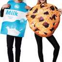 ReneeCho Couple Costume Halloween Food Cookies and Milk Carton Box Adult Men Women