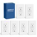 6 Pack Super Slim 15 Amp WR GFCI Outlet, Weather-Resistant, Outdoor 15A GFI Receptacle with LED Indicator, Ground Fault Circuit Interrupter, Screwless Wallplate Included, ETL Listed, White