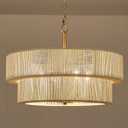 20" Boho Rattan Gold Chandelier Light Fixture, Hand Woven Coastal Adjustable Modern Hanging Farmhouse Pendant Light for Kitchen Island, Living Room, Dining Room, Bedroom, Entryway, UL Listed (6 Heads)