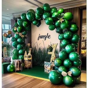 Dark Green Balloons Double Stuffed Emerald Forest Green Balloon Arch Different Sizes 18/12/5in Metallic Balloons for Jungle Birthday Baby Shower Graduation St Patricks Day Decorations