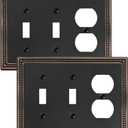 2-Pack Combo Duplex/Double Toggle Light Switch Cover Plate, Aged Bronze Pearls Decorative Switch Plates and Outlet Covers, Metal Wall Plates for Electrical Outlets