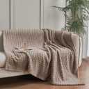 Soft Cozy Fuzzy Fleece Throw Blanket, Waffle Light Taupe, 50x60 Inches  Lightweight, Fluffy, and Warm 3D Jacquard All-Season Blanket for Couch, Bed, Sofa, Home Decor, Camping, and Travel
