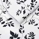 Ismoon 16.1inx78.7in Wallpaper Peel and Stick Black Contact Paper Modern Removable Self-Adhesive Wallpaper Tropical Jungle Grey Leaf Floral Vinyl for Drawer Shelf
