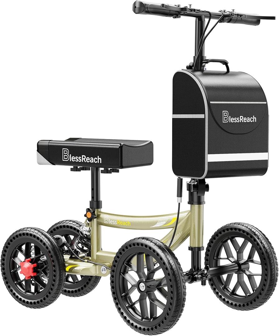 BlessReach All Terrain Knee Scooter for Adults Foot Injuries,11” Big Wheels