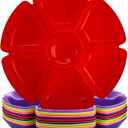 AVLA 12 Pcs Plastic Snack Serving Tray, 12 Inch Unbreakable Chip and Dip Divided Serving Plates, Round 7 Compartments Multifunctional Food Platter for Snack, Nuts, Candy, Dried Fruit, Veggies
