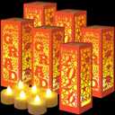 Rossesay 12 Pcs Graduation Table Centerpieces Boxes Class of 2026 Graduation Lanterns for Centerpieces with LED Candles Congrats Grad School College Photo Props for Party Table Decoration (Orange)