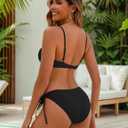 Blooming Jelly Womens Sexy 2 Piece Bikini Sets Cheeky High Cut Bathing Suit Color Block Textured U-Wire Swimsuits 2026(M,Black)