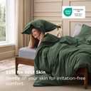 Bedsure 100% Washed Cotton Duvet Cover King Size - Olive Green Minimalist Bedding Set Linen Like - PureWoven Plain Simple & Soft Comforter Cover for All Seasons (Olive Green, King, 104"x90")