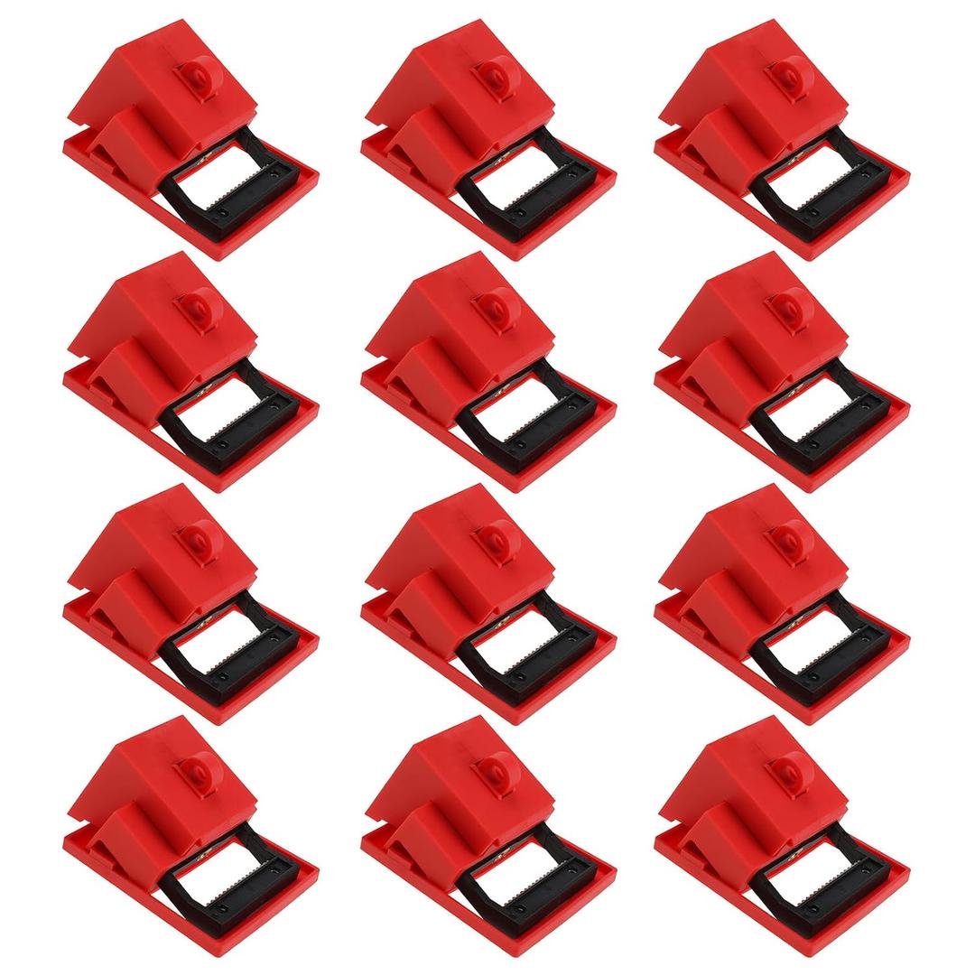 RealPlus Circuit Breaker Lockout Device, 12 Pack 480 to 600 Volt Clamp-on Single Pole Breaker Lock Out Device (Large)