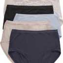 Hanes Women's Microfiber Stretch Underwear Pack, Comfort Flex Fit Brief Bikini or Thong Panties, 6-Pack (Large)