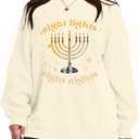 FASHGL Women Y2K Sweater Oversized Streetwear Sweaters Long Sleeve V Neck Pullover Jumper Knit Top Cute Number Graphic Top (XX-Large, Apricot 0)