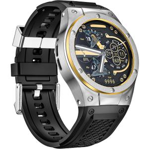 MioHHR Soft Silicon Bands for Google Pixel Watch 3/2/1 41mm,Soft Replacement Straps with Stainless Steel Protective Case for Google Pixel Watch 3 45mmMen Women (Silver/Gold)