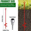 Chumia 6 Pcs 18 Inch Ground Anchor Spiral Blade Heavy Duty Earth Anchors Swing Set Metal Shed Kit for Garden Securing Trees Tents Trampoline Canopies Shelters (Red)