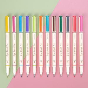 WRITECH Brush Tip Marker Pens: Artist Markers Flexible Tip Water Based 12ct Assorted Colors for Journaling Adult Coloring Hand Lettering Calligraphy Drawing Vibrant Colored