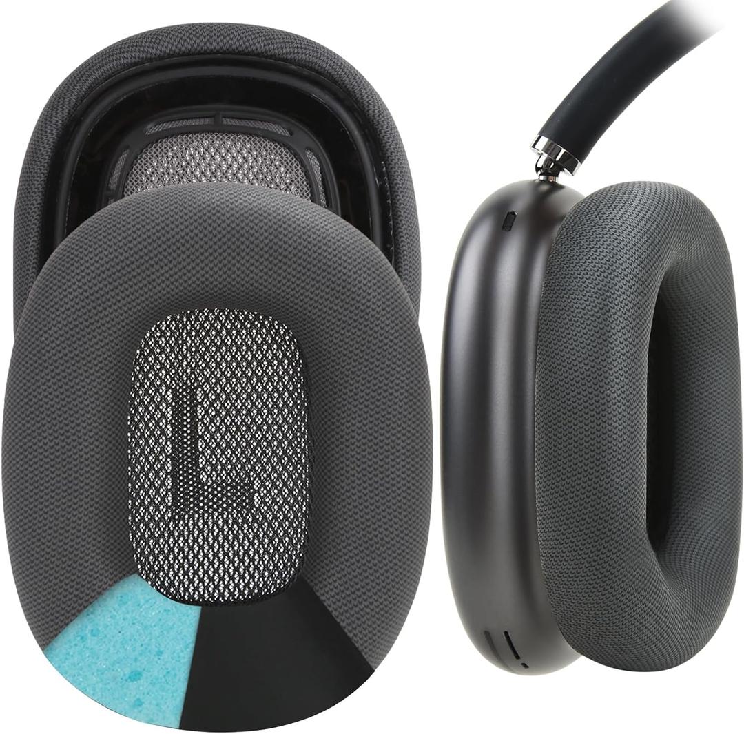 Gel Earpads Compatible with AirPods Max Ear Cups Magnetic Ear Cushions with Silica Gel, Protein Leather, Memory Foam Black Dark Grey