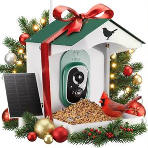Titto Smart Bird Feeder with Camera, Outdoor Metal Bird Feeders with AI Identify Birds Species, 2K Live Stream & 5MP Photos, Removable Squirrel Proof Cage, Ideal Gift for Christmas, Green