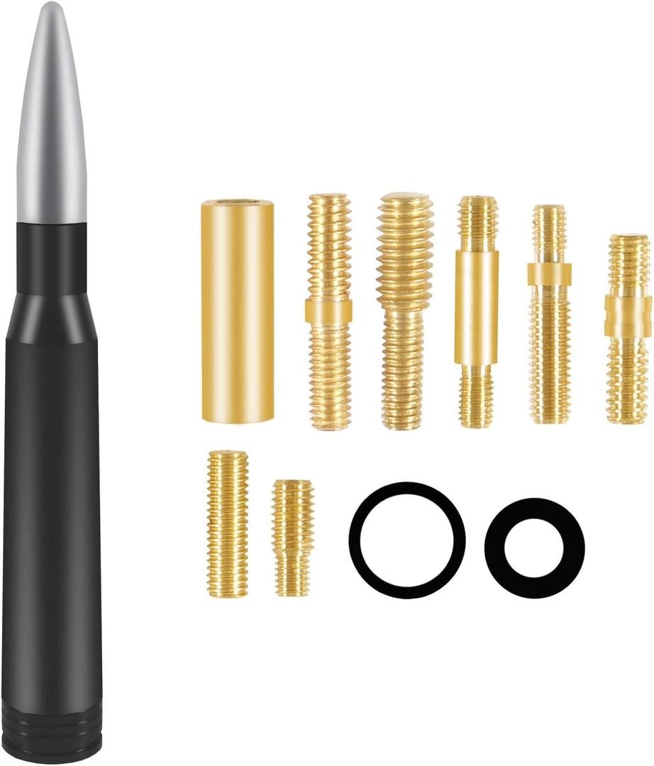 2 x Vehicle Stubby Antenna Mast Bullet Car Truck Antenna Replacement for Ford F Series F150 Raptor F250 F350 F450 Super Duty Ranger Dodge RAM 1500 2500 3500 Heavy Duty Classic Pickup Truck (Silvery)