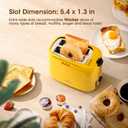 iSiLER 2 Slice Toaster with 1.3 Inches Wide Slot, 7 Browning Settings, Double Side Baking, Removable Crumb Tray, Defrost Reheat Cancel Function, Yellow