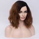 BERON Brown Ombre Wigs for Women Short Curly Bob Wavy Wig Girls Black and Brown Body Wave Shoulder Length Cosplay or Daily Wigs Black to Brown