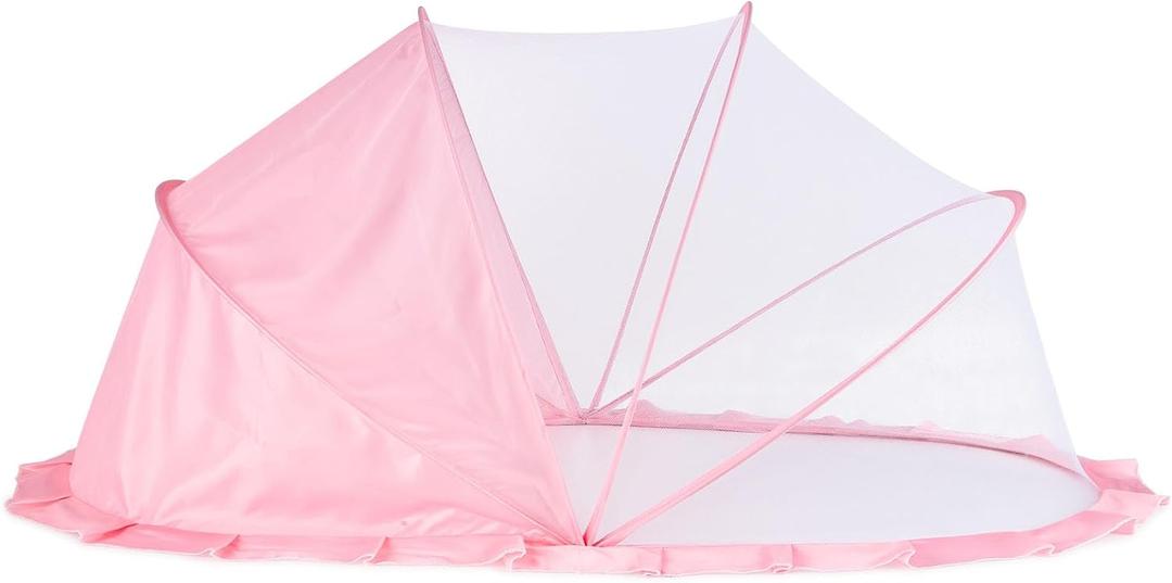 Folding Crib Net Mosquito Net for Baby – Kids Mosquito Netting Mesh Crib Canopy, Crib Blackout Cover with Shade Cover for Toddler Sleeping Outdoors, Travel Portable Baby Bed Tent, Pink, 36x22inch