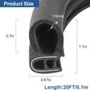 Automotive Door Weather Stripping 20Ft Car Door Rubber Edge Trim Seal Strip Gasket with Side Bulb for Car Bus Camper Boat RV Truck Doors