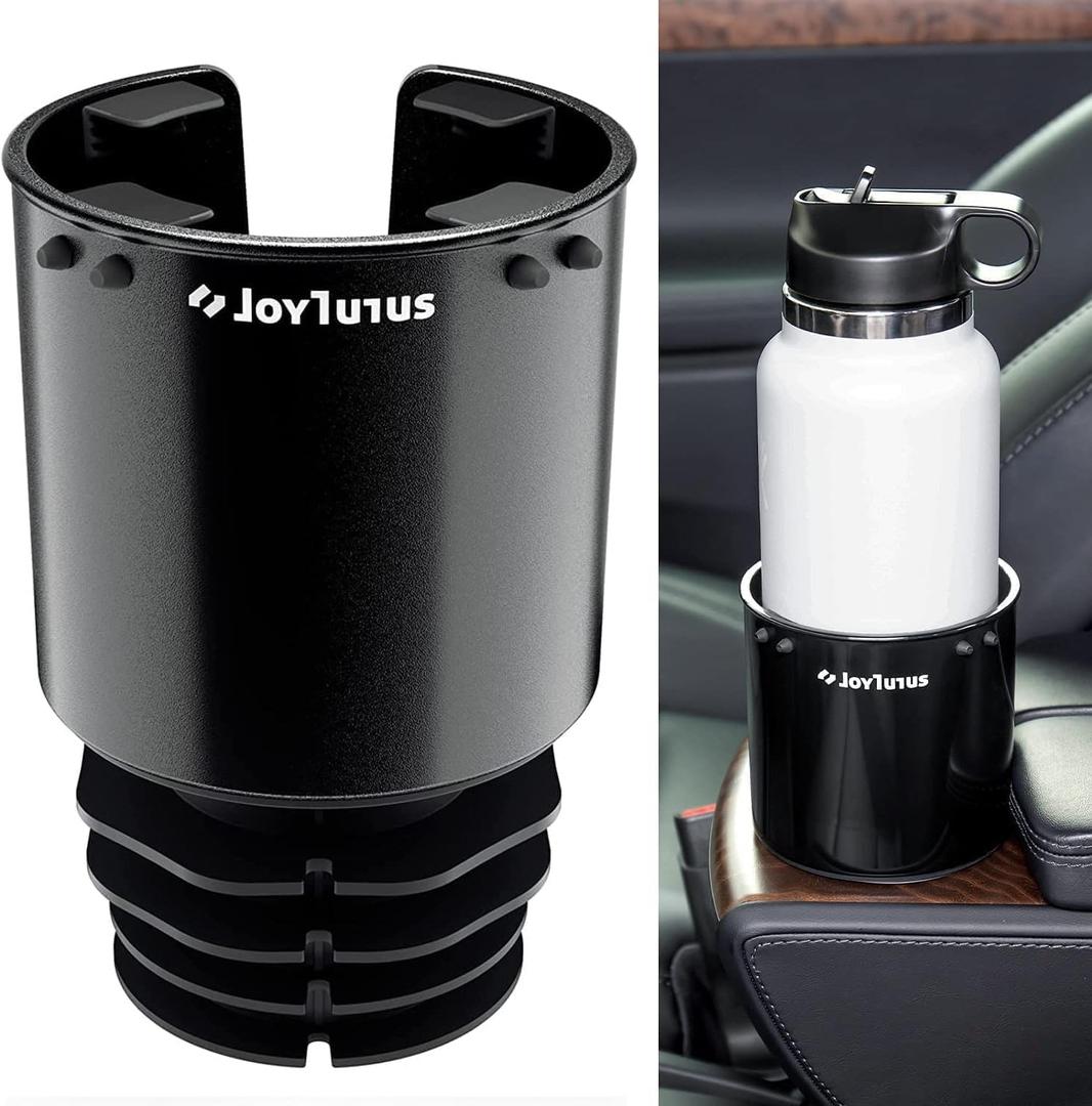 JOYTUTUS Large Stable Cup Holder Expander for YETI, Hydro Flask, Hold 18-40 oz Bottles and Mugs, Car Cup Holder Adapter with Adjustable Rubber Base (1pcs, black)