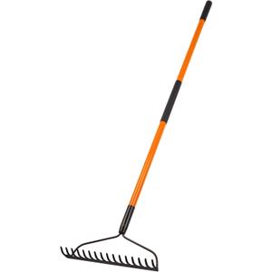 Nohovu Garden Rake - 14 Tine Heavy Duty Rake with 58 Inch Fiberglass Handle
