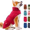 KYEESE Dog Coats Warm Dog Jacket Winter Windproof Padded Sherpa Cozy Dogs Winter Coats for Small Dogs with Furry Collar Pet Clothes, Red, M (Medium, 2# Red)