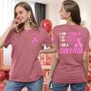 Cancer Survivor Tshirt Women Breast Cancer T Shirt Pink Ribbon Cancer Awareness Shirts Inspirational Tops (S)