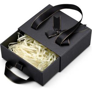 Segbeauty Drawer Black Gift Box Portable, Empty Gift Box for Presents for Women Men, Mini Decorative Package Storage Boxes with Ribbon for Travel Perfume Bottle Roller Bottles Cosmetic Containers