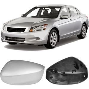 Yumzeco Compatible with Honda Accord Side Mirror Cover Trim 8th Gen 2008 2009 2010 2011 2012, Silver Door Rearview Mirror Cap Replacement for Honda Accord W/O Light Hole - Left Driver Side