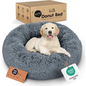 Donut Dog Bed - Premium Comfort for Anxiety Relief - Fluffy & Calming Design with Ultra-Plush Support | Cozy Round Dog Bed with Super Soft Circle Style (Size S Dark Grey)