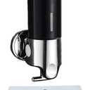 NO Drill Wall Mounted Soap Dispenser Shower Manual Pressing Head Liquid Shampoo and Soap Dispenser for Bathroom Kitchen Marketplace Hotel (Black, 500ml)