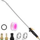 29'' Sprayer Wand Replacement, 1/4" & 3/8" Brass Barb Universal Stainless Sprayer Wand with Shut off Valve, Adjustable Watering Wand with 2 Hose Clamps & 1 Tape (Black 29 IN)