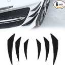 Pack-6 Car Spoiler Canards Kit, Universal Auto Front Bumper Lip Splitter, Body Anti-Collision Diffuser, Exterior Soft Rubber Decorative Stickers (Glossy Black)