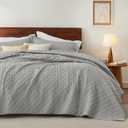 Bedsure Quilts King Size - Lightweight Bedspreads King Size with Basket Weave Pattern, Soft Quilt Bedding Set, Light Grey Comforter Set Coverlet for All Seasons with 2 Pillow Shams (King (106" x 96"), 09 - Light Grey)