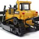 fisca Remote Control Bulldozer RC 1/16 Full Functional Construction Vehicle, 2.4Ghz 11 Channel Dozer Front Loader Toy with Light and Sound for Kids Age 6, 7, 8, 9, 10 and Up Years Old, 14.8 x 7.7 x 6.1 inches