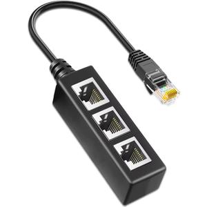 AKWOR Ethernet Splitter 1 to 3, RJ45 Network Splitter Starlink Ethernet Adapter, LAN Internet Cable Adapter for Cat 5/5e/6/7/8 Cable