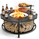 Fire Pit Surround Table for Solo Stove Bonfire & Ranger | Portable 360° Fire Pit Guard for Wood Burning Fire Pits Up to ⌀21", UV-Resistant Outdoor Fabric (Firepit Not Included)