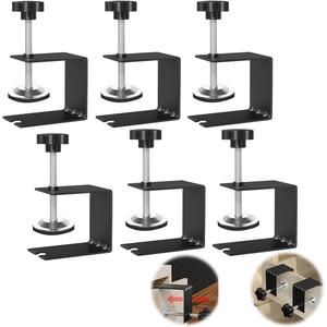 6 Pcs C Clamps, Drawer Front Installation Clamps, Cold-Rolled Steel Clamps for Woodworking, Can Be Used as Door Installation Tools and Cabinet Tools, Black (6)
