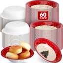 Cholemy 60 Pcs Christmas Paper Bowls Bulk 16 oz Red Disposable Xmas Tree Serving Bowls for Hot and Cold Soup Ice Cream Salad Snack 7 Inch Holiday Winter Birthday Party Catering Events