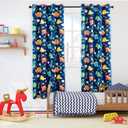Sivio Blackout Curtains for Kids Bedroom, Grommet Top Thermal Insulated Darkening Curtains for Nursery Living Room, Dinosaur Prints, Set of 2 Panels, 52 x 63 Inch