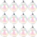 12 PCS Christmas Iridescent Ornaments,3.14 Inch Plastic Clear Bubble Hanging Ornaments Balls,Christmas Rainbow Ball for Xmas Tree,Party,Wedding,Home Decor